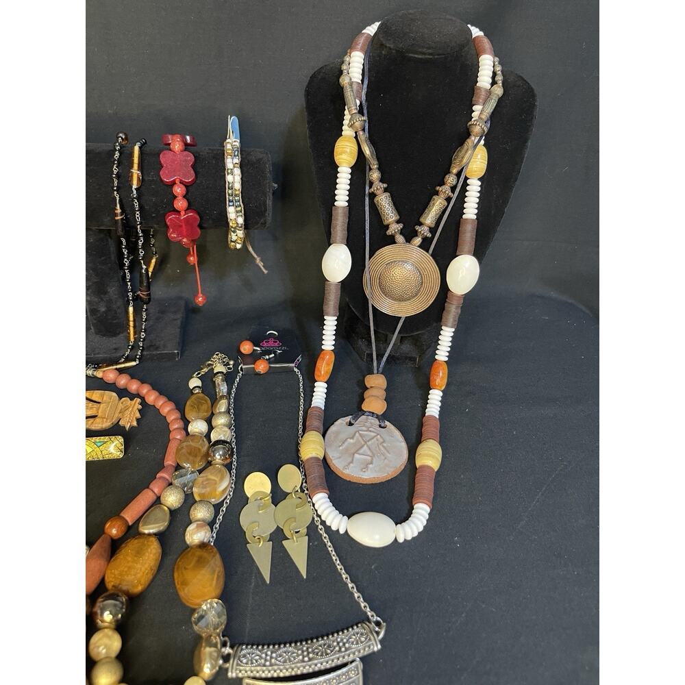 Vintage To Now Boho Costume Jewelry Lot Necklace Earrings Bracelet Ring Hippie - Picture 3 of 10